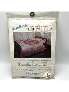 Aunt Martha's Lone Star Quilt 288 Pieces Kit M10 Rainbow Vintage USA